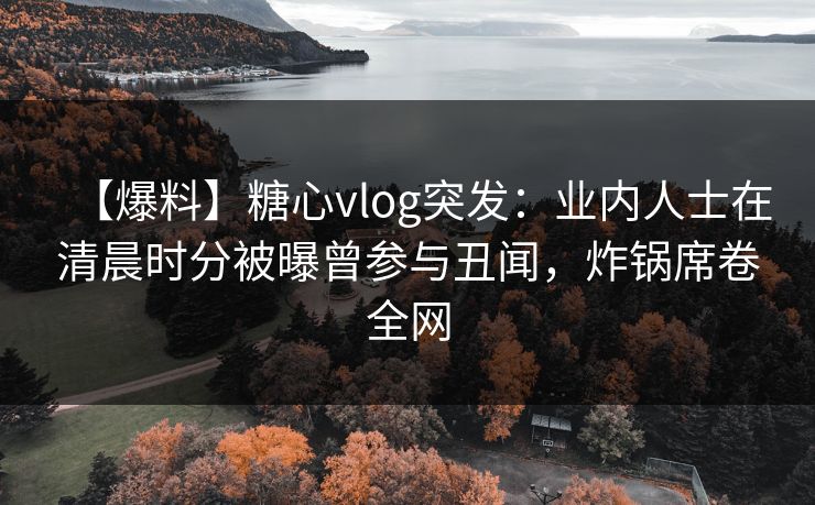 【爆料】糖心vlog突发：业内人士在清晨时分被曝曾参与丑闻，炸锅席卷全网