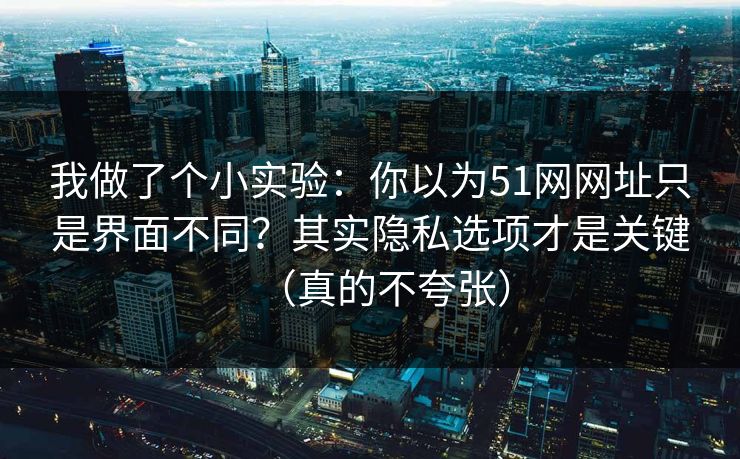 我做了个小实验:你以为51网网址只是界面不同?其实隐私选项才是关键(真的不夸张) 我做了个小实验:你以为51网网址只是界面不同?其实隐私选项才是关键(真的不夸张)